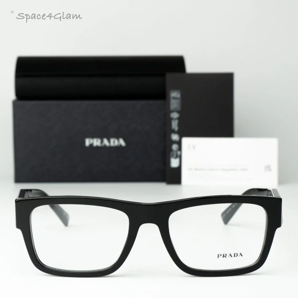 Prada Women Eyeglasses Black Demo Rectangle Unisex PR15YV 1AB1O1 BRAND NEW